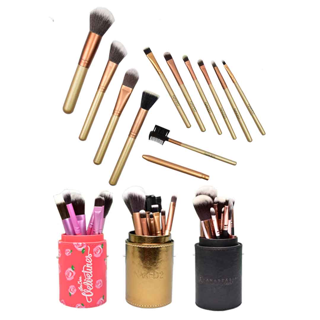 Kit brochas para maquillaje tubo 12u