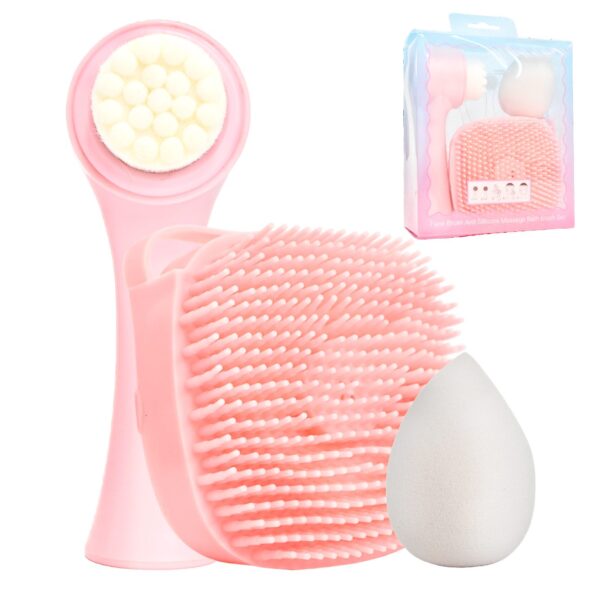 Kit De Limpieza Facial Con Masajeador De Silicona, Cepillo Y Esponja