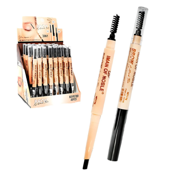 Delineador retractil para cejas 2 puntas IMAN OF NOBLE tonos surtidos empaque beige